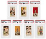 1909 E90 & E91 AMERICAN CARAMEL BASEBALL LOT OF SEVEN PSA GRADED.