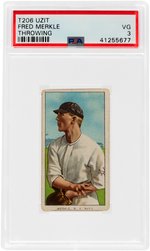 1909-11 T206 UZIT FRED MERKLE THROWING PSA VG 3.