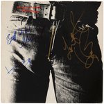 THE ROLLING STONES "STICKY FINGERS" MULTI-SIGNED LP ALBUM COVER.