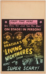 "DR. DRACULA'S LIVING NIGHTMARES" 1950s SPOOK SHOW WINDOW CARD PAIR.