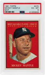 1961 TOPPS MICKEY MANTLE MVP #475 PSA EX-MT 6.