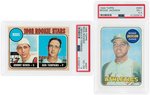 JOHNNY BENCH AND REGGIE JACKSON LOT OF TWO TOPPS ROOKIE CARDS PSA GRADED.