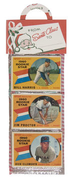 CHRISTMAS RACK PACK WITH 12 TOPPS 1960 BASEBALL CARDS.