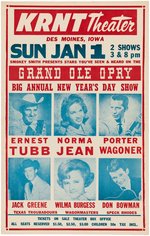 "GRAND OLE OPRY" 1961 CONCERT POSTER WITH ERNEST TUBB, NORMA JEAN & PORTER WAGONER.