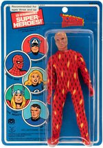 THE HUMAN TORCH MEGO ACTION FIGURE ON PIN PIN CARD.