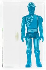 TRON LOOSE FLYNN ACTION FIGURE AFA 85 NM+ AND CARDED SARK ACTION FIGURE PAIR.