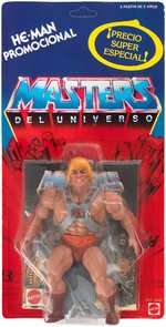 "MASTERS OF THE UNIVERSE" HE-MAN PROMOTIONAL SPANISH ISSUE CARDED ACTION FIGURE.