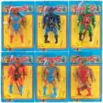 "GUERREROS DEL ESPACIO" MASTERS OF THE UNIVERSE SPANISH CARDED KNOCK-OFF GROUP OF SIX FIGURES.