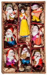 SNOW WHITE AND THE SEVEN DWARFS MUSICIAN LARGE SIZE BOXED BISQUE SET.
