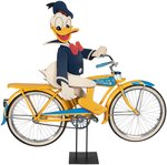 DONALD DUCK SHELBY BICYCLE STORE DISPLAY WITH RARE DONALD DUCK RIDER FIGURE.