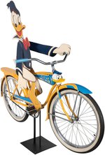 DONALD DUCK SHELBY BICYCLE STORE DISPLAY WITH RARE DONALD DUCK RIDER FIGURE.