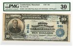 1902 $10 CUMBERLAND, MD NATIONAL NOTE PMG 30 VERY FINE.