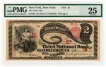 1875 $2 NEW YORK, NEW YORK NATIONAL CURRENCY PMG 25 VERY FINE.