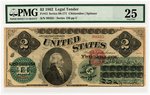 1862 $2 LEGAL TENDER DEMAND NOTE PMG 25 VERY FINE.