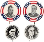 FOUR 1940 WILLKIE AND ROOSEVELT PORTRAIT BUTTONS.