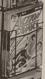 COMIC BOOK DISPLAY RACK PROMOTIONAL FLYER FEATURING GOLDEN AGE COMICS.