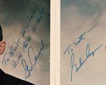 NASA ASTRONAUTS SIGNED PHOTO LOT WITH NASA ENVELOPE.