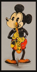 MICKEY MOUSE WITH SAXOPHONE AND CYMBALS TIN MECHANICAL FIGURE.