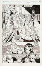 "NEW MUTANTS" #98 COMIC BOOK PAGE ORIGINAL ART BY ROB LIEFELD (FIRST DEADPOOL).