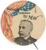 ADMIRAL DEWEY "REMEMBER THE MAY" CLEVELAND DEPT. STORE  LARGE ADVERTISING BUTTON.