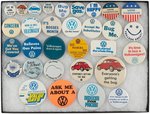 VOLKSWAGEN EXTENSIVE 31 BUTTON COLLECTION MOSTLY 1960s-1970s.