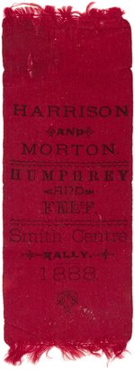 "HARRISON AND MORTON - HUMPHREY AND FELT" KANSAS COATTAIL RIBBON.