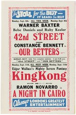 "STOLL PICTURE THEATRE" BRITISH THEATER PROGRAM WITH "KING KONG" CONTENT.