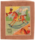 "HENRY ROCKING HORSE" BOXED CELLULOID & WOOD WIND-UP.