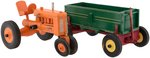 PETER-MAR FARM TRACTOR & CORN WAGON WOODEN TOY PAIR.