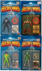 "SECRET WARS" LOT OF FOUR ACTION FIGURES CARDED AND BOXED DOOM CYCLE.