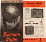 "EMERSON MICKEY MOUSE RADIO" WITH BROCHURE & RARE BOX.