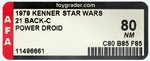 "STAR WARS - POWER DROID" 21 BACK-C AFA 80 NM.