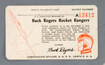 “BUCK ROGERS ROCKET RANGERS” 1952 MEMBERSHIP CARD.