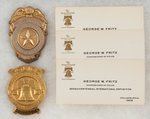 PERSONAL BADGES USED BY THE 1926 PHILA. SESQUI-CENTENNIAL COMMISSIONER OF POLICE.