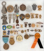 SESQUI 1926 COLLECTION OF 46 PIECES INCL. "JURY", WANAMAKER MEDAL, A.A.U. & MANY RARITIES.