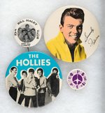 VINTAGE CLASSIC BUTTONS: HALEY FAN CLUB, FABIAN, HOLLIES, GOOSE LAKE FESTIVAL.