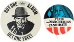 SINATRA RARE C. 1960 CAPITOL RECORDS PROMO AND 1962 MANCHURIAN CANDIDATE BUTTON PAIR.