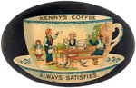 "KENNY'S COFFEE ALWAYS SATISFIES" COLORFUL AND HUMOROUS SCENE  POCKET MIRROR.