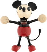 "MICKEY MOUSE" LARGE SIZE COMPOSITION/WOOD JOINTED FIGURE WITH LOLLIPOP HANDS.