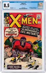 "X-MEN" #4 MARCH 1964 CGC 8.5 VF+ (FIRST QUICKSILVER, SCARLET WITCH & BROTHERHOOD OF EVIL MUTANTS).