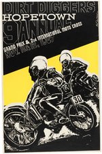 1967 "DIRT DIGGERS" MOTORCYCLE GRAND PRIX & MOTO CROSS RACE POSTER PAIR WITH EARL NEWMAN ART.