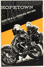 1967 "DIRT DIGGERS" MOTORCYCLE GRAND PRIX & MOTO CROSS RACE POSTER PAIR WITH EARL NEWMAN ART.