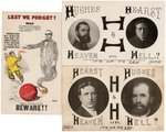 TRIO OF HEARST POSTCARDS INCLUDING RARE GHOST OF McKINLEY CARTOON.