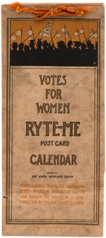 RARE 1914 "VOTES FOR WOMEN RYTE-ME POSTCARD CALENDAR" EDITED BY DR. ANNA HOWARD SHAW.