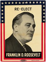 RARE "RE-ELECT FRANKLIN D. ROOSEVELT" LARGE CELLO. PLAQUE.