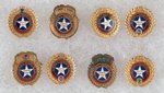 GLENN L. MARTIN 1940s-1950s EIGHT SERVICE PINS ALL MARKED 10K GOLD.