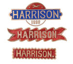 THREE HIGH QUALITY ENAMEL ON BRASS "HARRISON" BAR PINS.