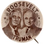 "ROOSEVELT TRUMAN" 1944 JUGATE BUTTON HAKE #20.