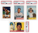 1950s TOPPS AND BOWMAN BASEBALL HOF CARD LOT OF FOUR PSA GRADED.