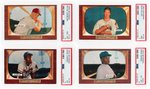 1955 BOWMAN BASEBALL HOF CARD LOT OF FOUR PSA GRADED.